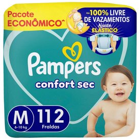 FRALDA PAMPERS CONFORT SEC TAMANHO M 112  UNIDADES