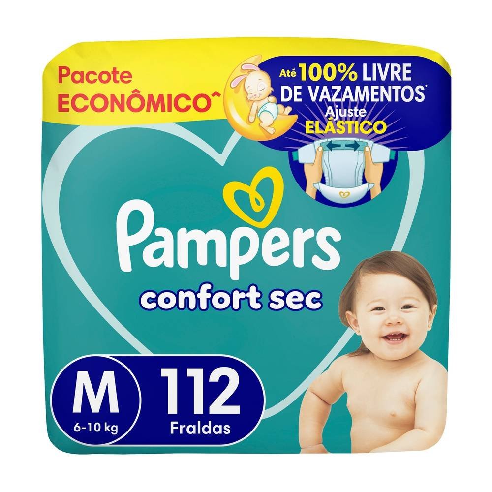 Fralda Pampers Confort Sec Max M 112 Unidades