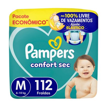 FRALDA PAMPERS CONFORT SEC MAX M 112 UNIDADES