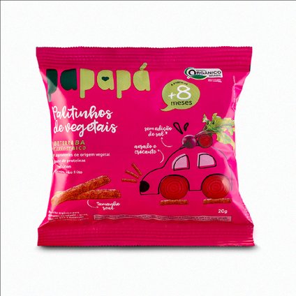 PALITINHOS DE VEGETAIS ORGÂNICOS PAPAPÁ SABOR BETERRABA 20G