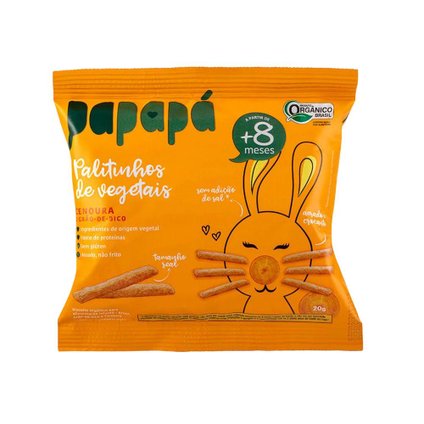 PALITINHOS DE VEGETAIS ORGÂNICOS PAPAPÁ SABOR CENOURA 20G