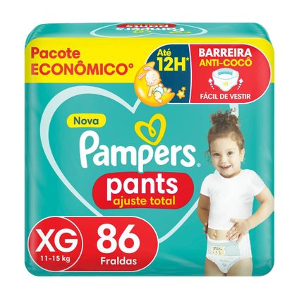 FRALDA PAMPERS PANTS AJUSTE TOTAL TAMANHO XG 86 UNIDADES