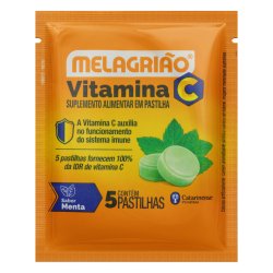 Suplemento De Vitamina C Melagrião Sabor Menta Sachê Com 5 Pastilhas