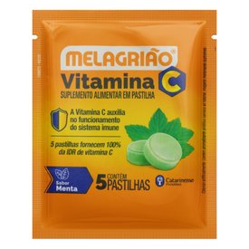 SUPLEMENTO DE VITAMINA C MELAGRIÃO SABOR MENTA SACHÊ COM 5 PASTILHAS