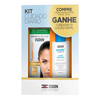 KIT ISDIN PROTETOR SOLAR FACIAL FUSION WATER FPS60 50ML + LOÇÃO HIDRATANTE UREADIN 100ML