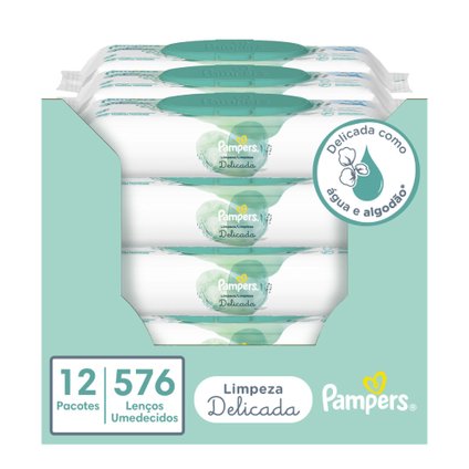 LENÇOS UMEDECIDOS PAMPERS LIMPEZA DELICADA 576 UNIDADES