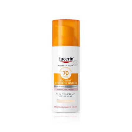 PROTETOR SOLAR FACIAL ANTIMANCHAS EUCERIN PIGMENT CONTROL FPS70 COR CLARA CREME GEL 50ML