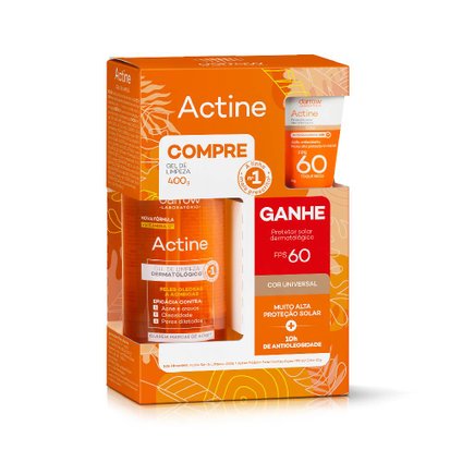 KIT ACTINE GEL DE LIMPEZA 400G + PROTETOR SOLAR FACIAL FPS60 20G