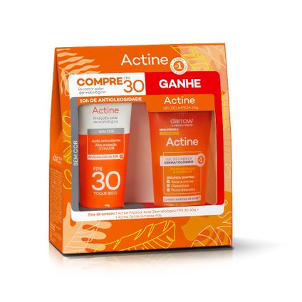 KIT ACTINE PROTETOR SOLAR FPS30 40G + GEL DE LIMPEZA 40G