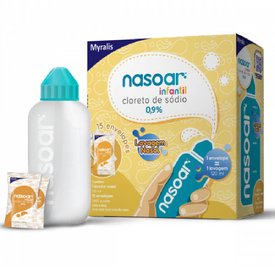 NASOAR INFANTIL 0,9% LAVAGEM NASAL 15 ENVELOPES + LAVADOR NASAL 120ML