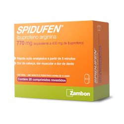 Spidufen 770mg Ibuprofeno 400mg+ Arginina 370mg Zambon 20 Comprimidos Revestidos