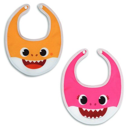 BABADOR BABY GO BABY SHARK ROSA E AMARELO COM 2 UNIDADES