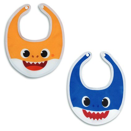 BABADOR BABY GO BABY SHARK AZUL E AMARELO COM 2 UNIDADES