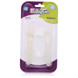 Kit De Talheres Plásticos Baby Go Com 2 Peças Neutro