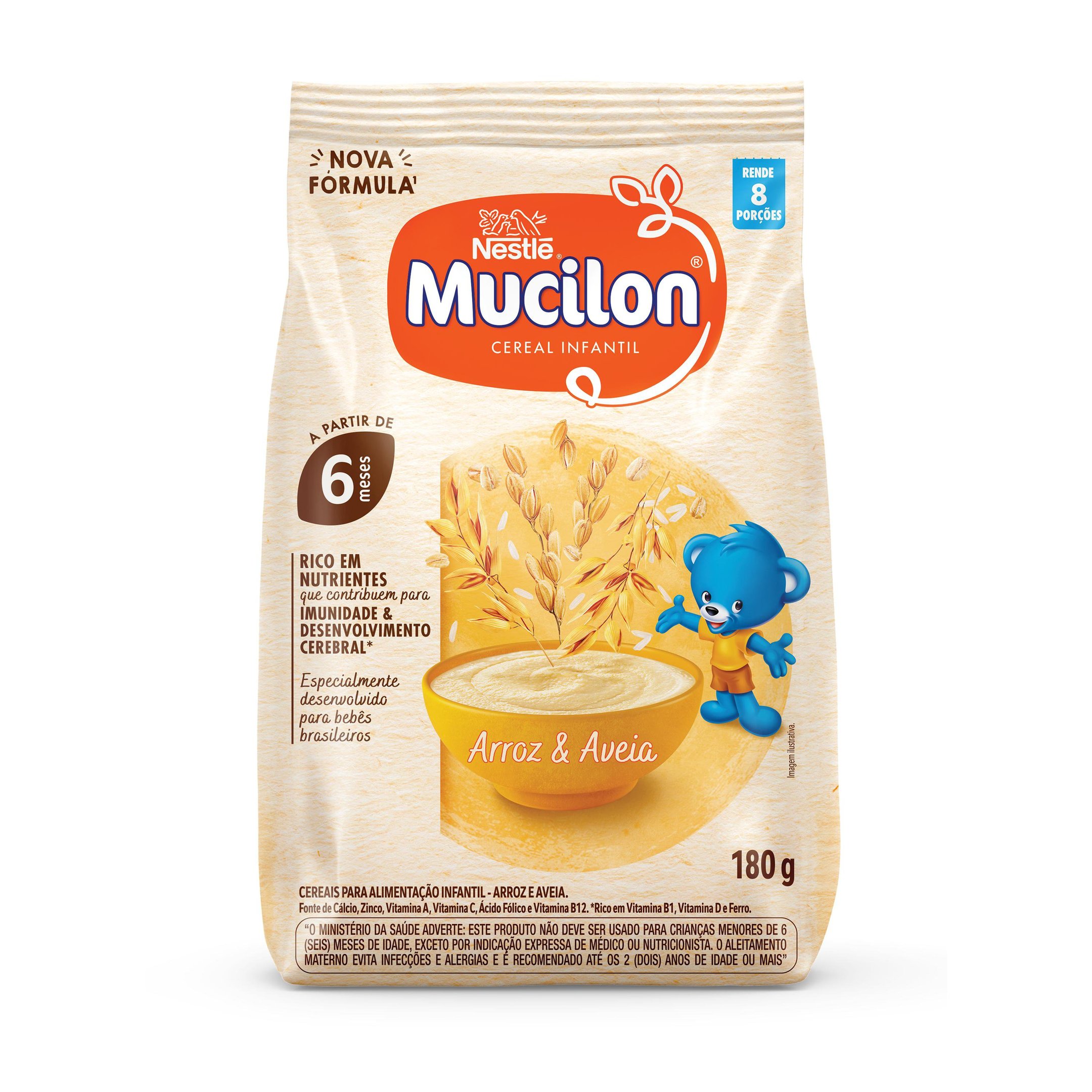 Cereal Infantil Mucilon Arroz E Aveia Integral 180g