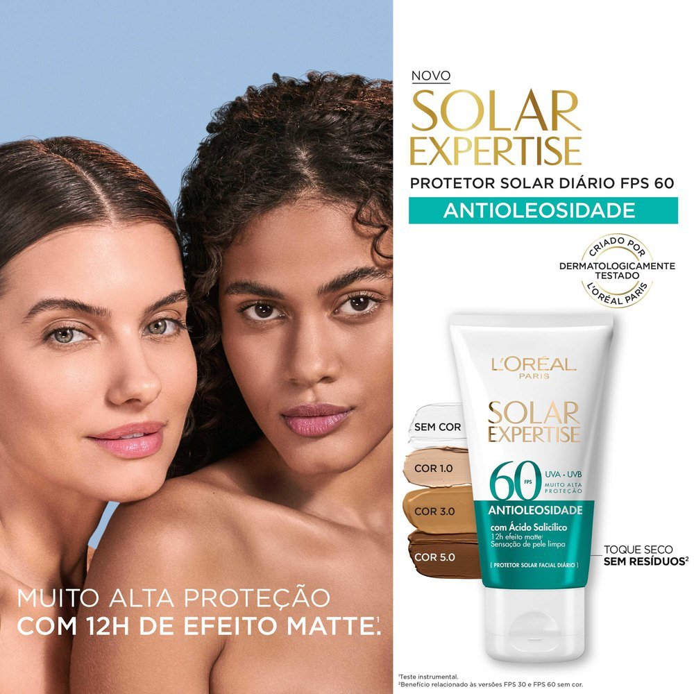 Protetor Solar Facial L Oreal Paris Solar Expertise Antioleosidade Fps Cor Negra G