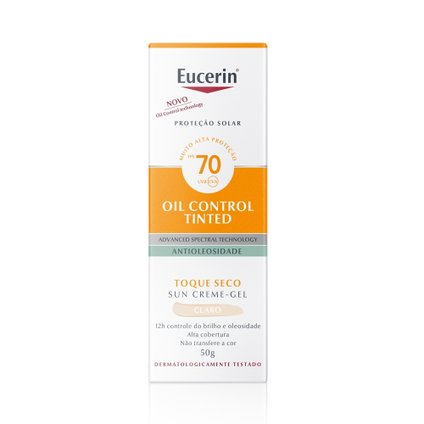 PROTETOR SOLAR FACIAL EUCERIN SUN OIL CONTROL CREME FACIAL TINTED CLARO FPS 70 50ML