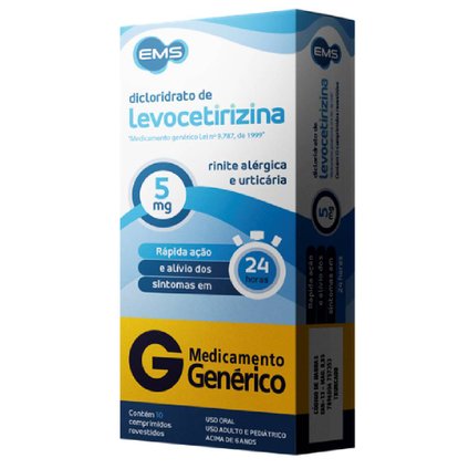 DICLORIDRATO LEVOCETIRIZINA 5MG 10 COMPRIMIDOS EMS GENERICO
