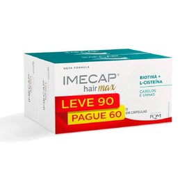 IMECAP HAIR MAX VITAMINAS PARA CABELOS E UNHAS COM CISTEÍNA LEVE 90 CÁPSULAS, PAGUE 60