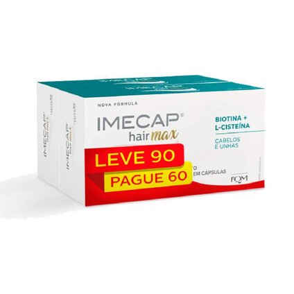 IMECAP HAIR MAX VITAMINAS PARA CABELOS E UNHAS COM CISTEÍNA LEVE 90 CÁPSULAS, PAGUE 60