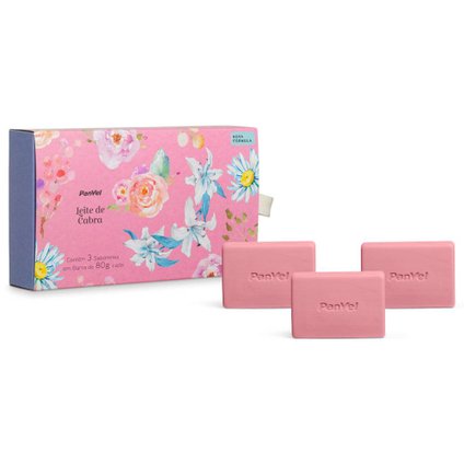 KIT SABONETES EM BARRA PANVEL LEITE DE CABRA 3 UNIDADES - 80G CADA