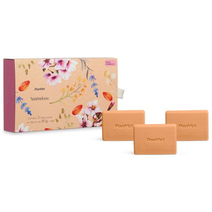 KIT SABONETES EM BARRA PANVEL AMÊNDOAS 3 UNIDADES - 80G CADA