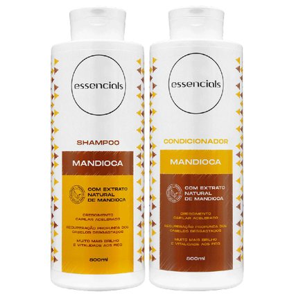 KIT ESSENCIALS I LIKE MANDIOCA SHAMPOO E CONDICIONADOR 800ML CADA