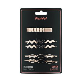 PASSADOR PARA CABELO METAL DOURADO 8 UNIDADES PANVEL ACESSÓRIOS COM 8 UNIDADES