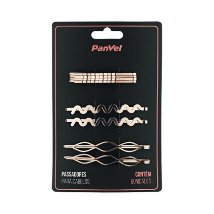 PASSADOR PARA CABELO METAL DOURADO 8 UNIDADES PANVEL ACESSÓRIOS COM 8 UNIDADES
