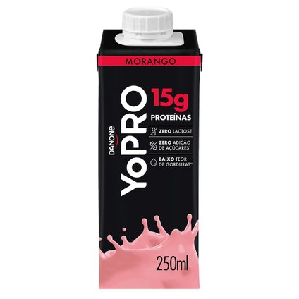 YOPRO BEBIDA LÁCTEA UHT MORANGO 15G DE PROTEÍNAS 250ML