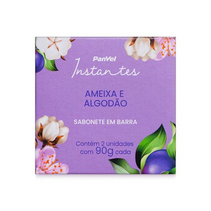 KIT SABONETES EM BARRA PANVEL INSTANTES AMEIXA E ALGODÃO 2 UNIDADES - 90G CADA