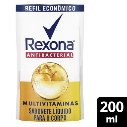 SABONETE LÍQUIDO REXONA ANTIBACTERIAL MULTIVITAMINAS 200ML REFIL ECONÔMICO