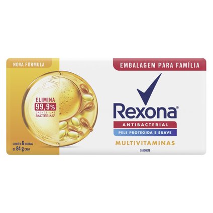 SABONETE EM BARRA REXONA ANTIBACTERIAL MULTIVITAMINAS 6 UNIDADES 84G CADA