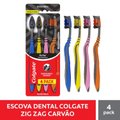 ESCOVA DENTAL COLGATE ZIGZAG CARVÃO 4 UNIDADES