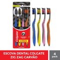 ESCOVA DENTAL COLGATE ZIGZAG CARVÃO 4 UNIDADES