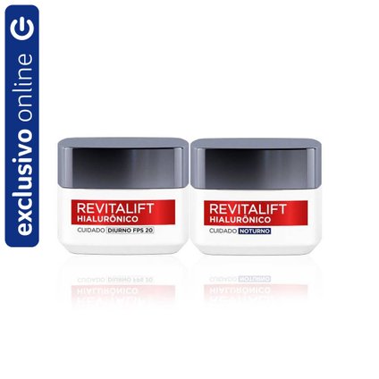 KIT LORÉAL PARIS HIALURÔNICO CREME HIDRATANTE ANTI-IDADE DIURNO + NOTURNO 49G