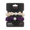 DUPLA DE SCRUNCHIE SLIM COM PEROLA MANTEIGA E ROXO PANVEL ACESSÓRIOS COLEÇÃO DREAMS