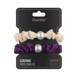 Dupla De Scrunchie Slim Com Perola Manteiga E Roxo Panvel Acessórios Coleção Dreams