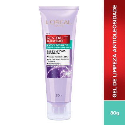 GEL DE LIMPEZA ANTIOLEOSIDADE L'ORÉAL PARIS REVITALIFT HIALURÔNICO 80G
