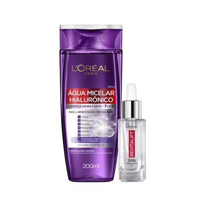 KIT L'ORÉAL PARIS HIALURÔNICO  SÉRUM PREENCHEDOR ANTI-IDADE + ÁGUA MICELAR HIALURÔNICO