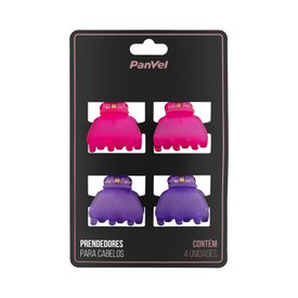 PIRANHA PARA CABELO TRANSLUCIDO ROSA E ROXO 4 UNIDADES PANVEL ACESSÓRIOS COLEÇÃO DREAM
