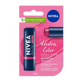 HIDRATANTE LABIAL NIVEA HIDRA COLOR 2 EM 1 ROSA PINK 4,8G