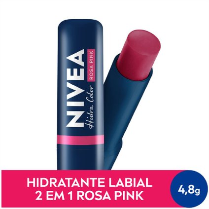 HIDRATANTE LABIAL NIVEA HIDRA COLOR 2 EM 1 ROSA PINK 4,8G