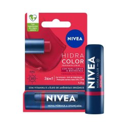 Hidratante Labial Nivea Hidra Color Vermelho Fps30 4,8g
