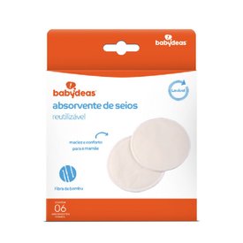 ABSORVENTE PARA SEIOS REUTILIZÁVEL BABYDEAS COM 6 UNIDADES