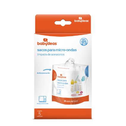 SACOS PARA LIMPEZA DE ACESSÓRIOS NO MICROONDAS BABYDEAS COM 5 UNIDADES