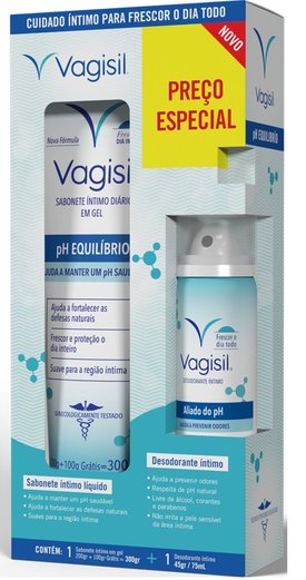SABONETE LIQUIDO INTIMO VAGISIL PH EQUILIBRIO + DESODORANTE INTIMO