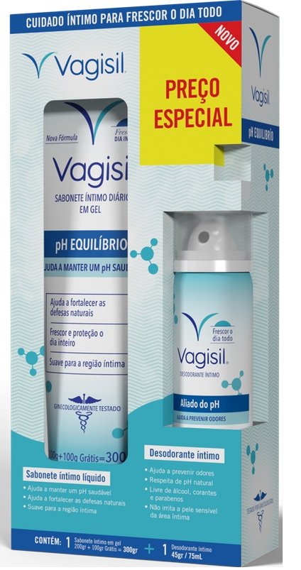 SABONETE LIQUIDO INTIMO VAGISIL PH EQUILIBRIO + DESODORANTE INTIMO