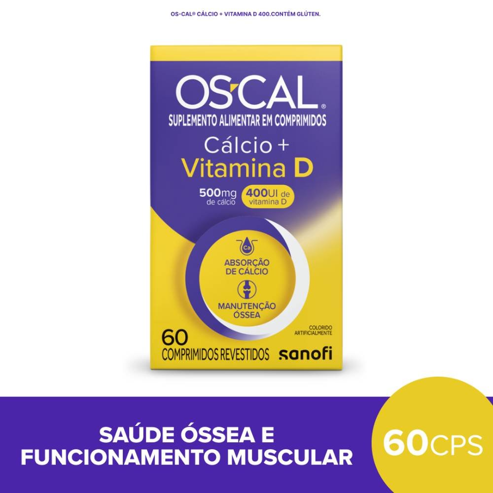 Os-Cal Cálcio + Vitamina D400 500mg 60 Comprimidos Revestidos - PanVel ...