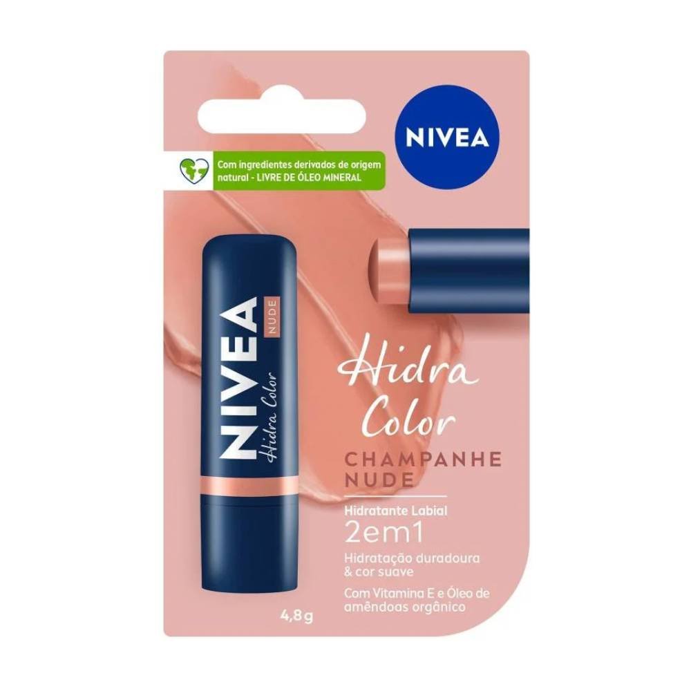 Hidratante Labial Nivea Hidra Color 2 Em 1 Nude 4,8g